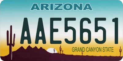 AZ license plate AAE5651