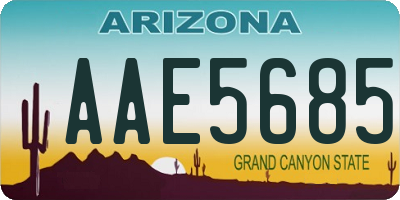 AZ license plate AAE5685