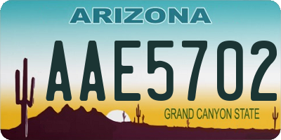 AZ license plate AAE5702