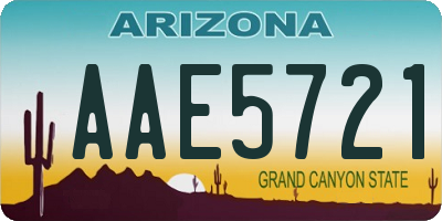 AZ license plate AAE5721