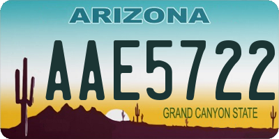 AZ license plate AAE5722