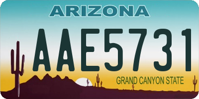 AZ license plate AAE5731