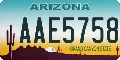 AZ license plate AAE5758