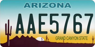 AZ license plate AAE5767