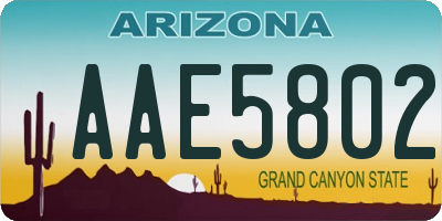 AZ license plate AAE5802