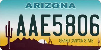 AZ license plate AAE5806