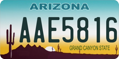 AZ license plate AAE5816
