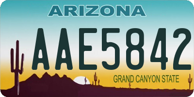 AZ license plate AAE5842