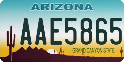 AZ license plate AAE5865