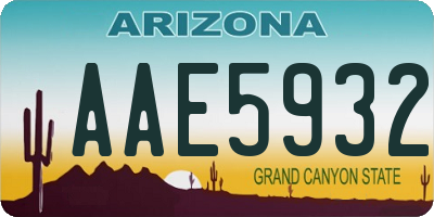 AZ license plate AAE5932
