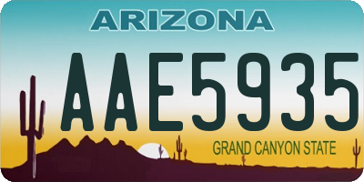 AZ license plate AAE5935