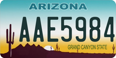 AZ license plate AAE5984