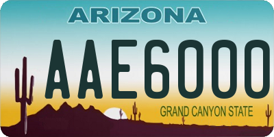 AZ license plate AAE6000