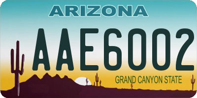 AZ license plate AAE6002