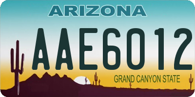 AZ license plate AAE6012