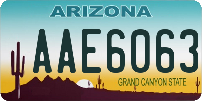AZ license plate AAE6063
