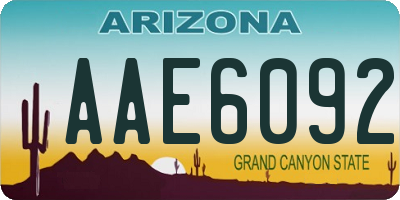 AZ license plate AAE6092