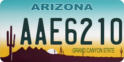 AZ license plate AAE6210