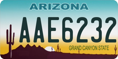 AZ license plate AAE6232