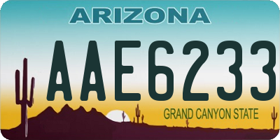 AZ license plate AAE6233