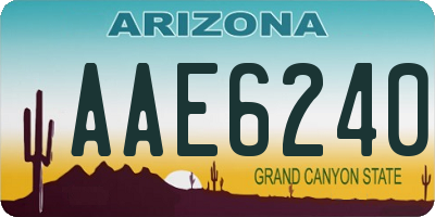 AZ license plate AAE6240