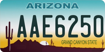AZ license plate AAE6250