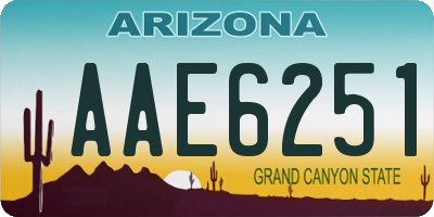 AZ license plate AAE6251