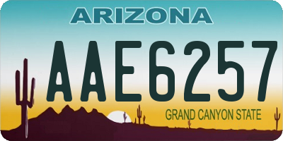 AZ license plate AAE6257