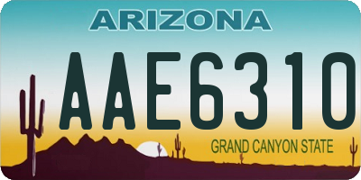 AZ license plate AAE6310
