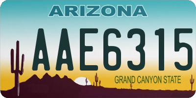 AZ license plate AAE6315