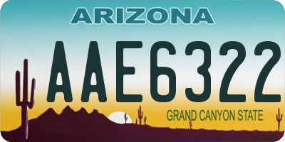 AZ license plate AAE6322