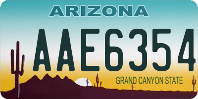 AZ license plate AAE6354