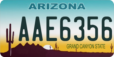 AZ license plate AAE6356