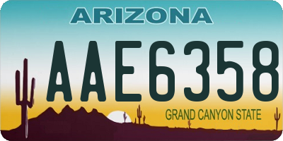 AZ license plate AAE6358