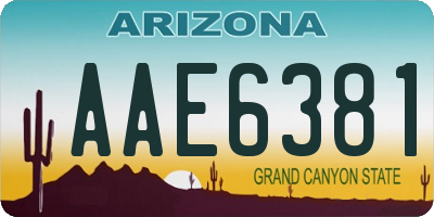 AZ license plate AAE6381