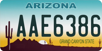 AZ license plate AAE6386