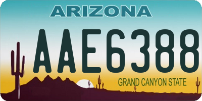 AZ license plate AAE6388