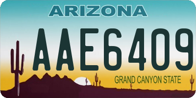 AZ license plate AAE6409