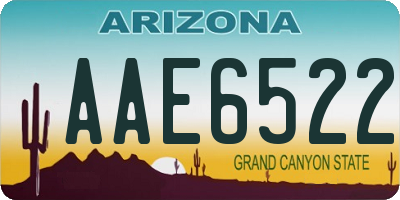 AZ license plate AAE6522