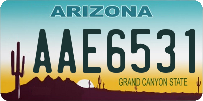 AZ license plate AAE6531