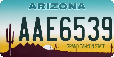 AZ license plate AAE6539