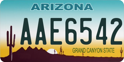 AZ license plate AAE6542