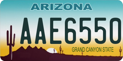AZ license plate AAE6550