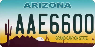 AZ license plate AAE6600