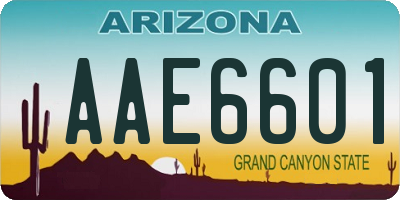 AZ license plate AAE6601
