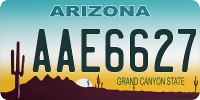 AZ license plate AAE6627