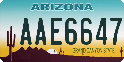 AZ license plate AAE6647