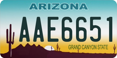 AZ license plate AAE6651