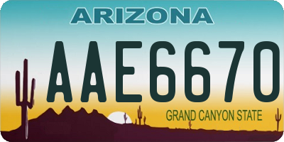 AZ license plate AAE6670