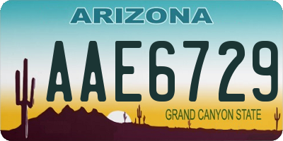 AZ license plate AAE6729